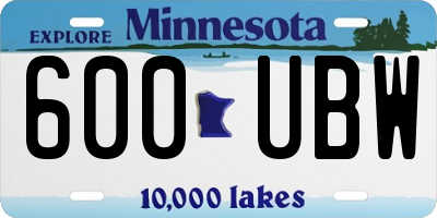 MN license plate 600UBW