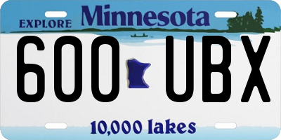 MN license plate 600UBX