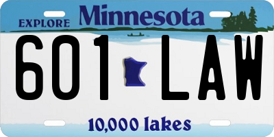MN license plate 601LAW