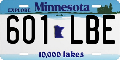 MN license plate 601LBE
