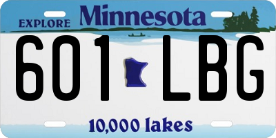 MN license plate 601LBG