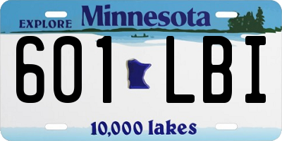 MN license plate 601LBI