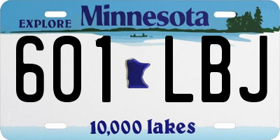 MN license plate 601LBJ