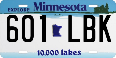 MN license plate 601LBK
