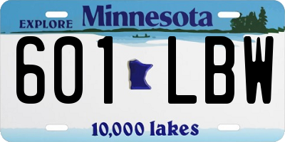MN license plate 601LBW