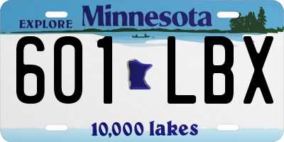 MN license plate 601LBX
