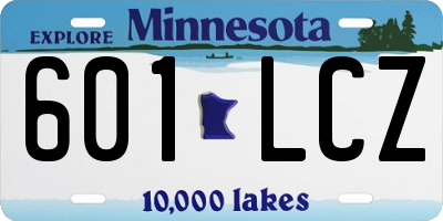 MN license plate 601LCZ