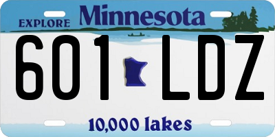 MN license plate 601LDZ