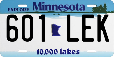 MN license plate 601LEK
