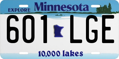 MN license plate 601LGE