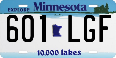 MN license plate 601LGF