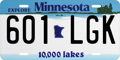MN license plate 601LGK