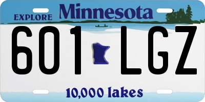 MN license plate 601LGZ