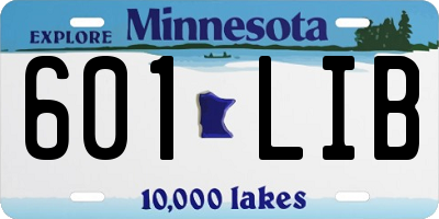 MN license plate 601LIB