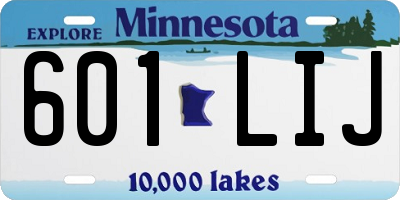 MN license plate 601LIJ