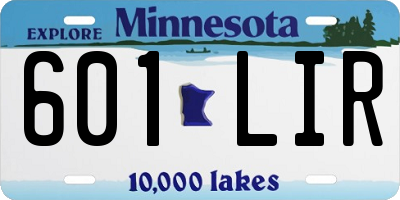 MN license plate 601LIR