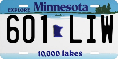MN license plate 601LIW