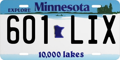 MN license plate 601LIX