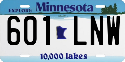 MN license plate 601LNW