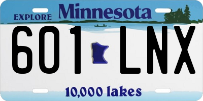MN license plate 601LNX