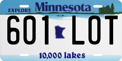 MN license plate 601LOT