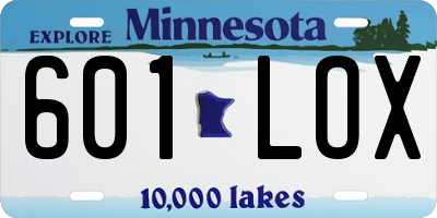 MN license plate 601LOX