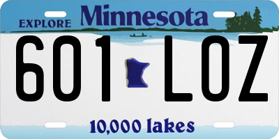 MN license plate 601LOZ