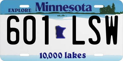 MN license plate 601LSW