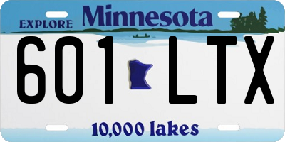 MN license plate 601LTX