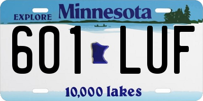 MN license plate 601LUF