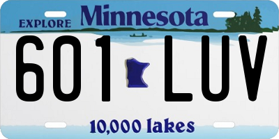 MN license plate 601LUV