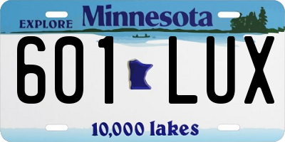 MN license plate 601LUX