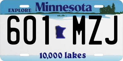 MN license plate 601MZJ