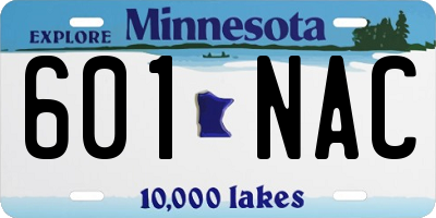 MN license plate 601NAC