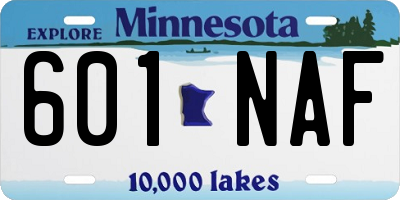 MN license plate 601NAF