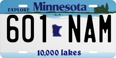 MN license plate 601NAM