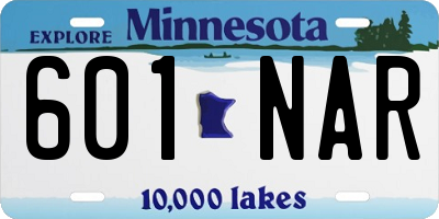 MN license plate 601NAR