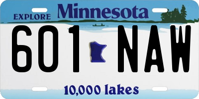 MN license plate 601NAW