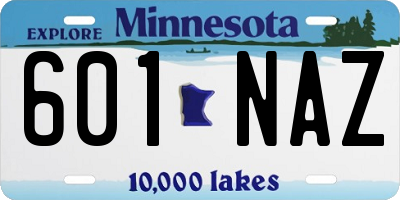 MN license plate 601NAZ