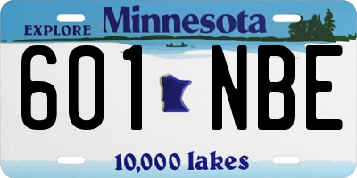 MN license plate 601NBE