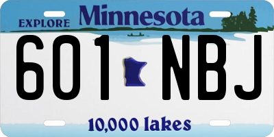 MN license plate 601NBJ