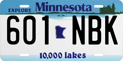 MN license plate 601NBK