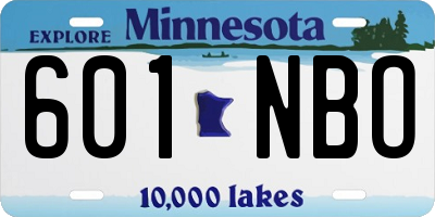 MN license plate 601NBO