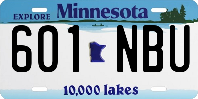 MN license plate 601NBU