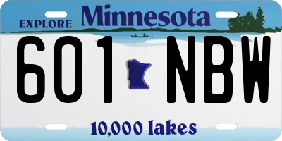 MN license plate 601NBW