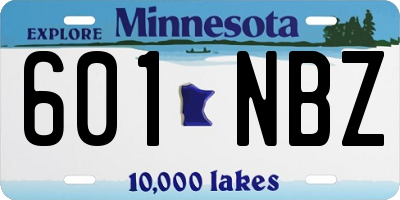 MN license plate 601NBZ