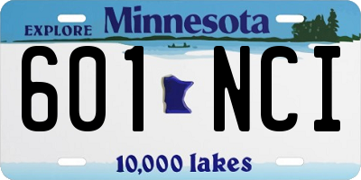 MN license plate 601NCI