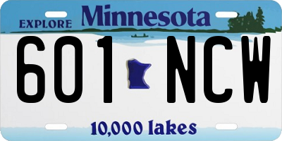 MN license plate 601NCW