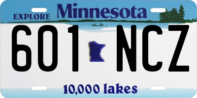 MN license plate 601NCZ
