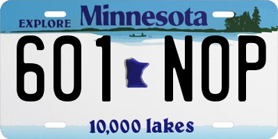 MN license plate 601NOP